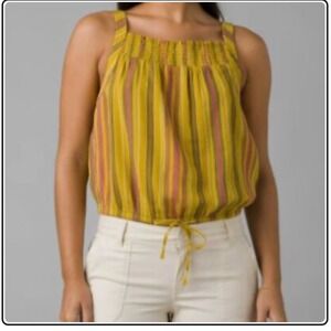 Prana Little Palm Cami Sleeveless Gold Cotton Top NWT‎ Size XL
